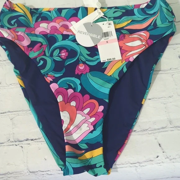 NWT 2 PCS TRINA TURK HI WAIST REVERSIBLE INDIA GARDEN BIKINI SIZE 6 - Picture 10 of 11